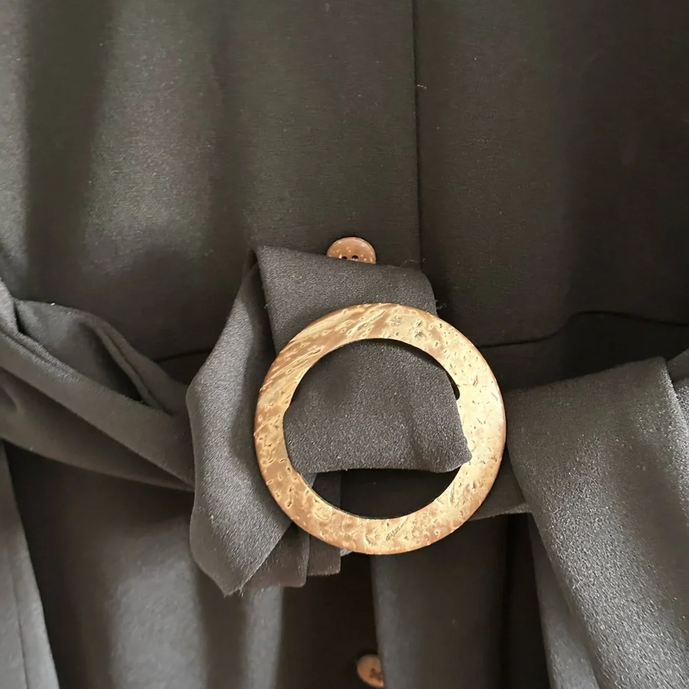 Calvin Klein Black Puff Sleeve Midi Dress - Picture 2 of 4